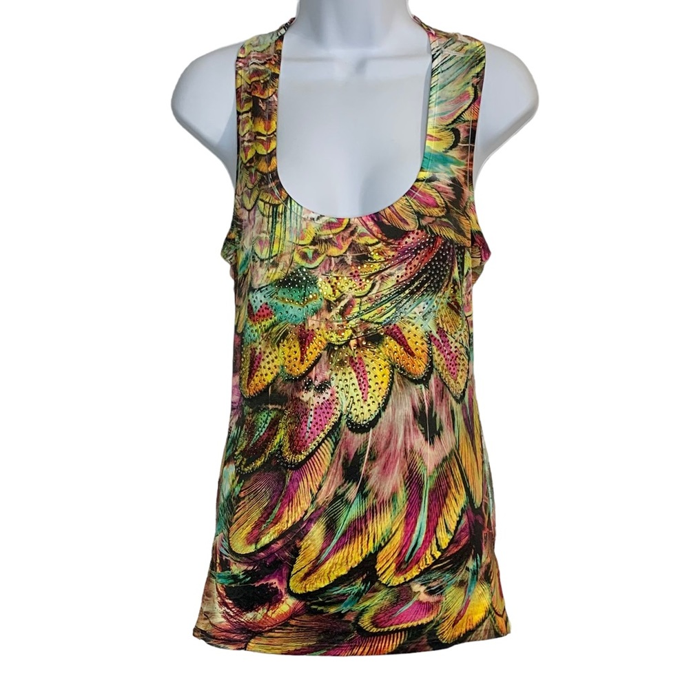 PANHANDLE SLIM Sequin Feather Lace Tank Top